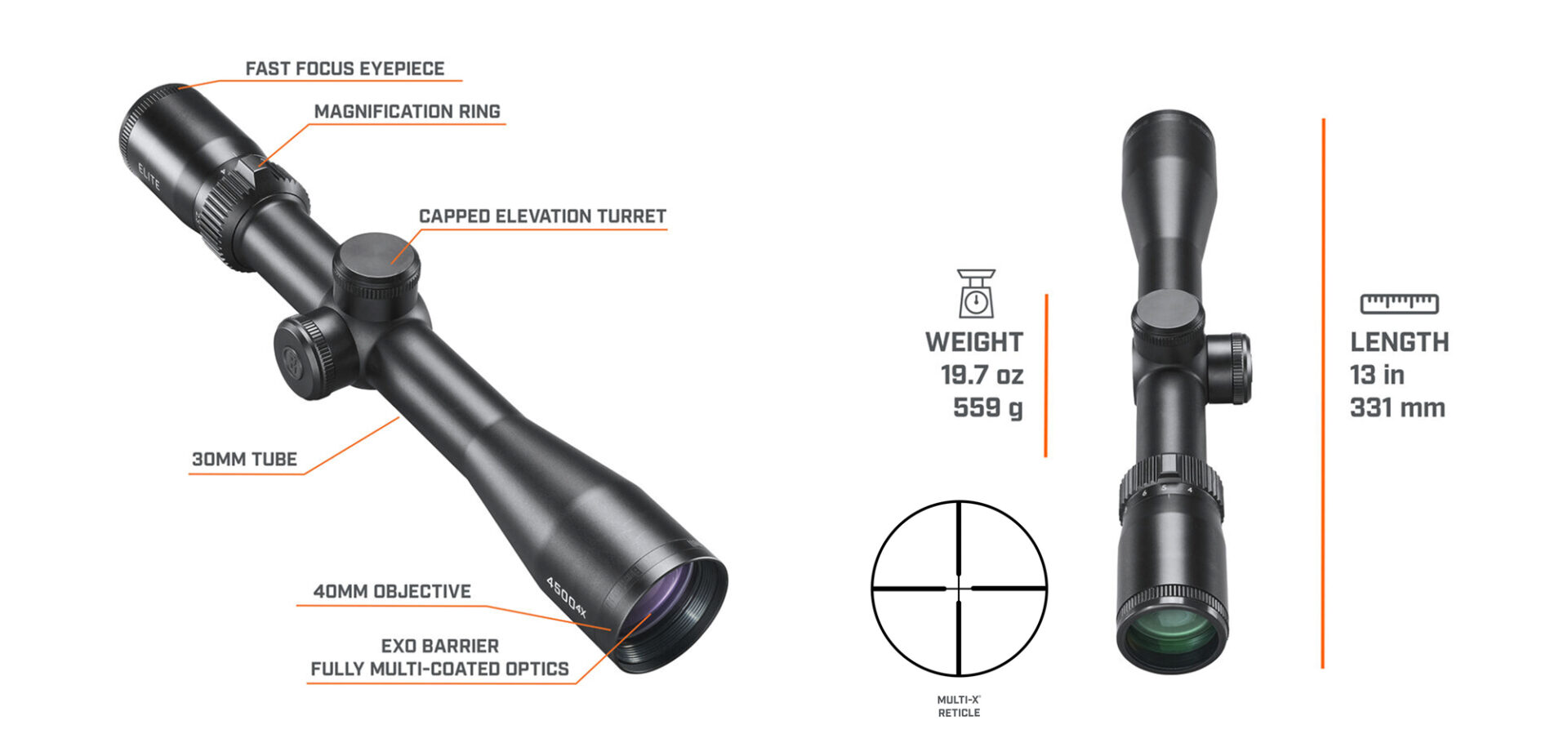 Bushnell Elite 4500 2.5-10x40 Riflescope Multi-X